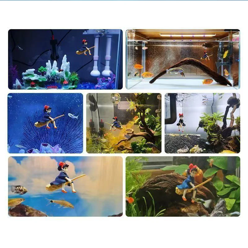 Cartoon Fish Tanks Decor Mini Diver Simulated Floating Mermaid Aquarium Fish Tank Decoration Kiki Pendant Aquarium Accessories