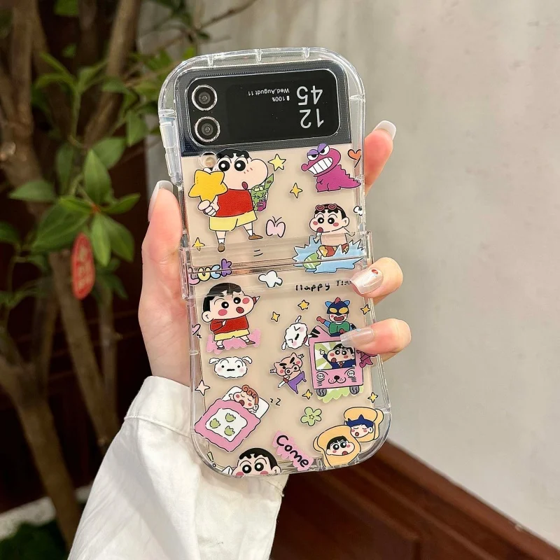 เคสโทรศัพท์พับได้ลายการ์ตูนน่ารัก ชินจัง&ชินจังและผองเพื่อน สำหรับ Samsung Z Flip 3 4 5 6 ZFlip 7