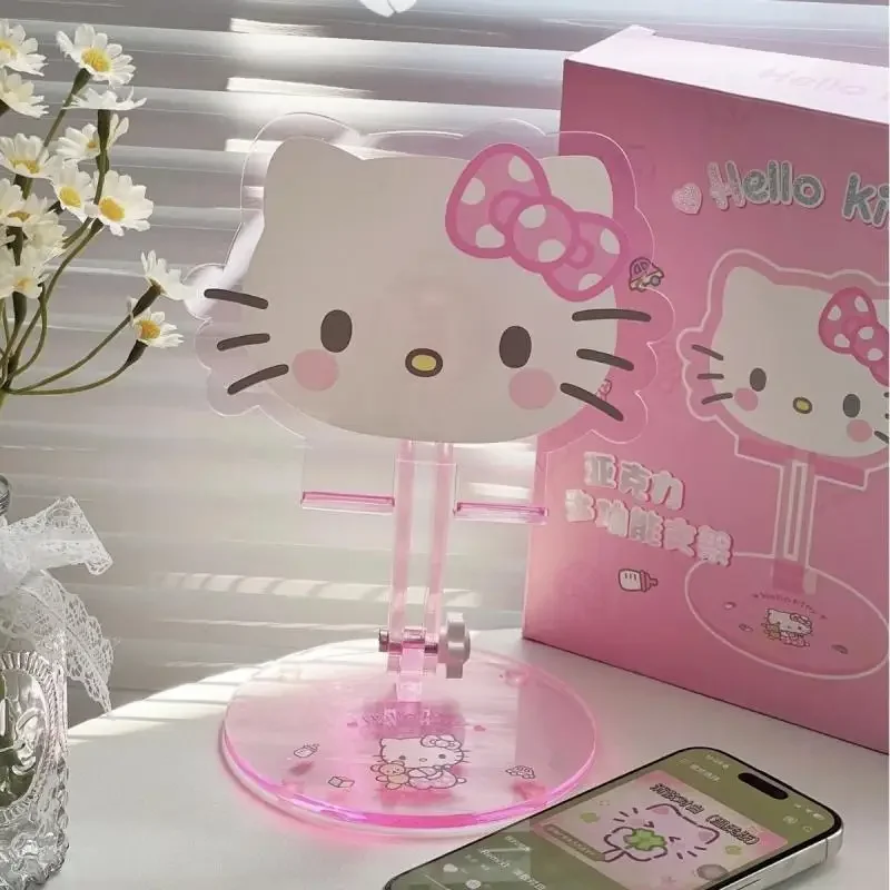 Hello Kitty Soporte para teléfono ajustable con múltiples ángulos Soporte de escritorio plegable Compatible con Smartphone Tablet Ipad para cama Sofá Observación