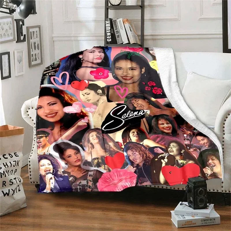 Selena Quintanilla Vintage Blanket Art Flannel Soft Warm Plush Blanket for Sofa Bed Bedroom Living Room Travel Picnic Blanket