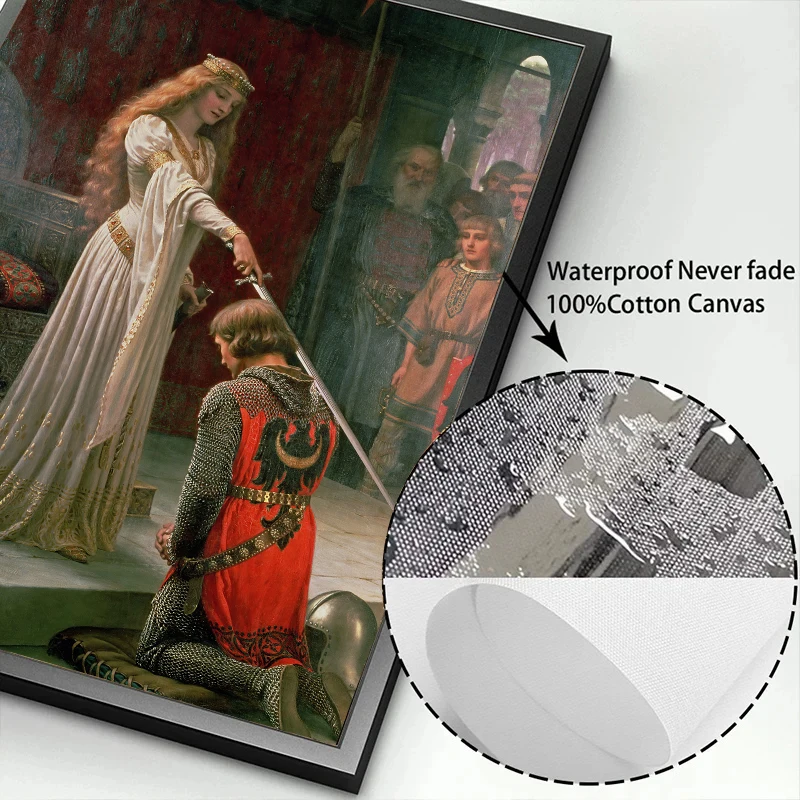 خمر إدموند بلير لايتون الفني Accolade فارس القرون الوسطى موضوع حائط لوح رسم الفن الملصقات غرفة المعيشة ديكور المنزل