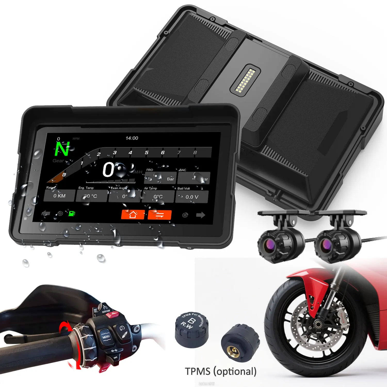 All Models Fit 6-7'' Motorcycle Screen With Auto-Brightness IP67 Carplay Android Auto DVR And Anti-Theft Navigation