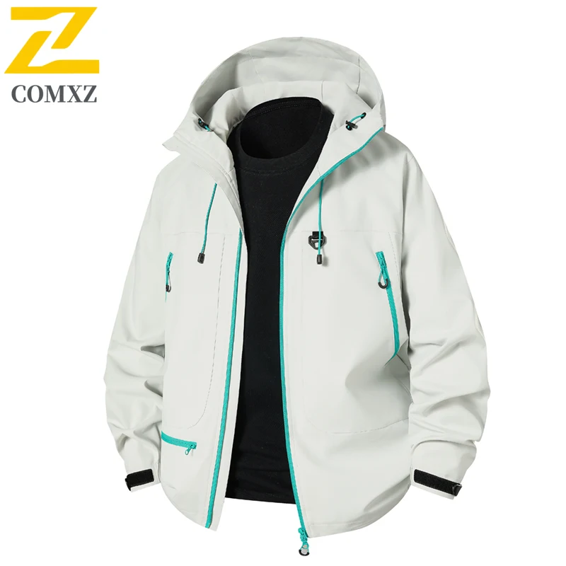 

2025 New Men's Charge Jacket Fashion CONTRAST COLOR Windproof Waterproof Breathable Hooded Jacket Outdoor Camping Hiking Jacket