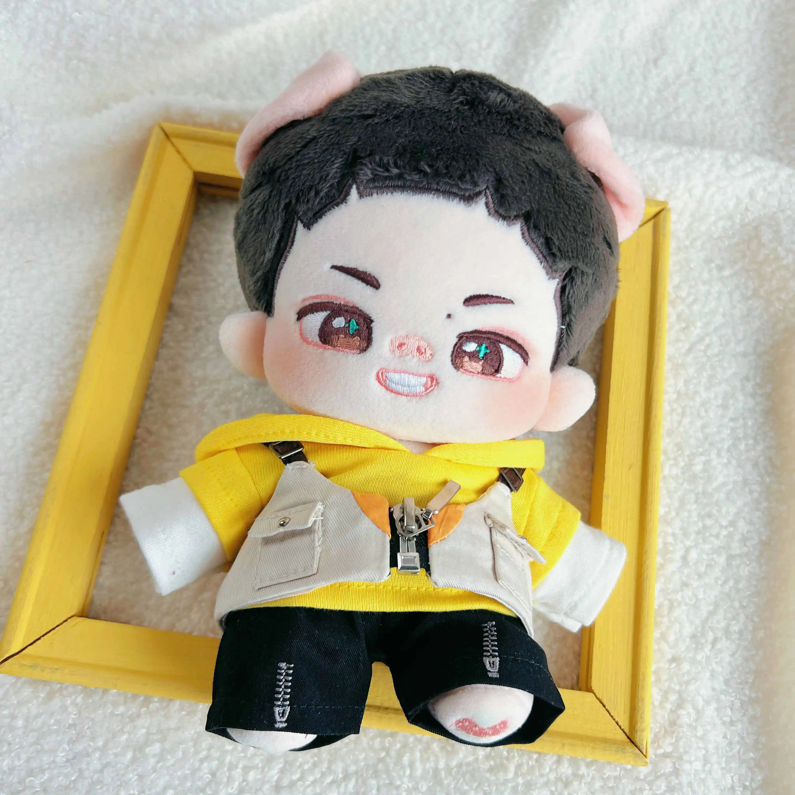 20cm Doll Clothes Idol Star Wang Yibo Xiao Zhan Fashion Yellow Vest Suit Stuffed Plushies Plush Doll Accessories Anime Toy For K