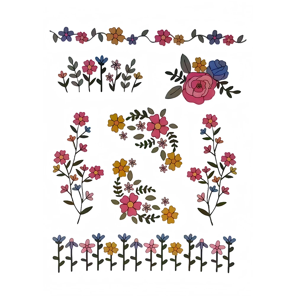 مجموعة واحدة من 8 قطع من الرسومات الملونة، مثبت الخياطة اليدوي، قابل للغسل، مثبت نمط التطريز ذاتي اللصق وقابل للذوبان في الماء #3