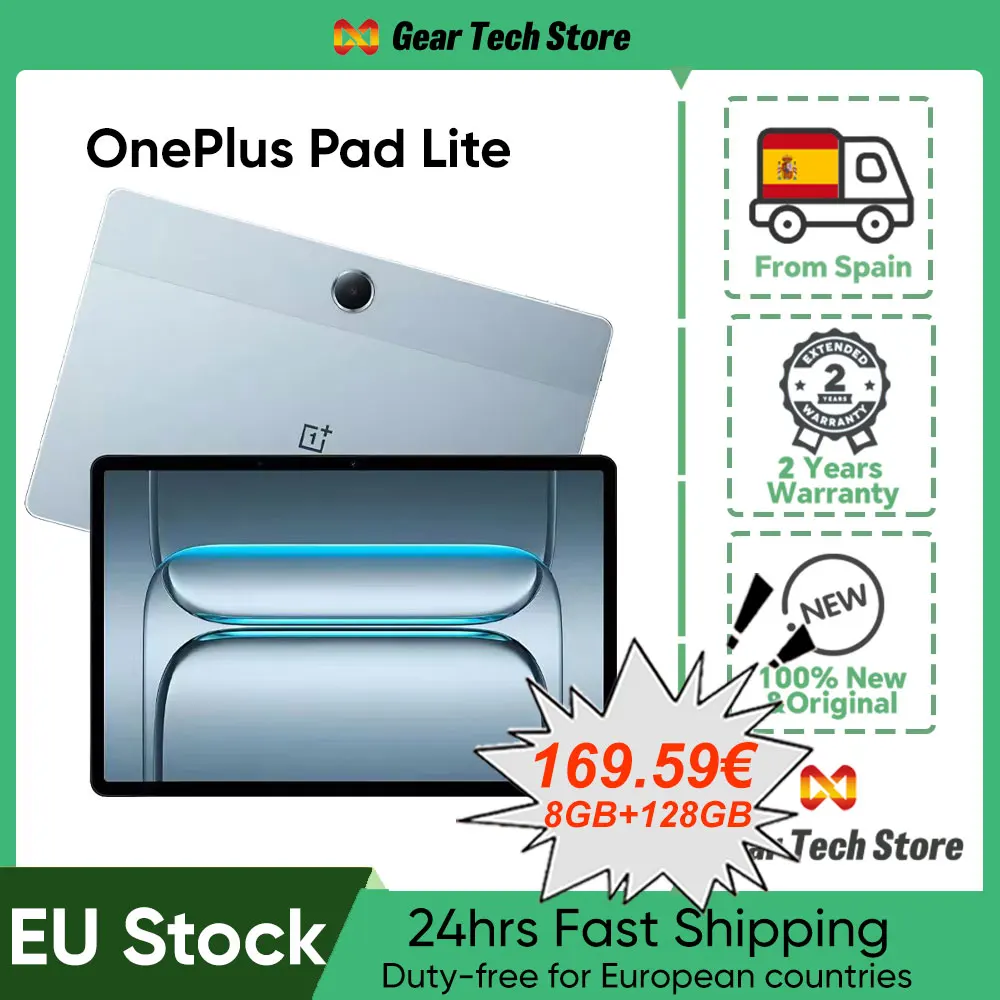 Tablet OnePlus Pad Lite 11" con Display a 90Hz per la Protezione degli Occhi, Batteria Super-Grande da 9340 mAh, MediaTek Helio G100