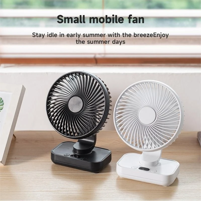 H7BA Oscillating Desk Fan with 4000mAh Battery Rechargeable Multidirectional for Home Office Library Travel Camping Outdoor