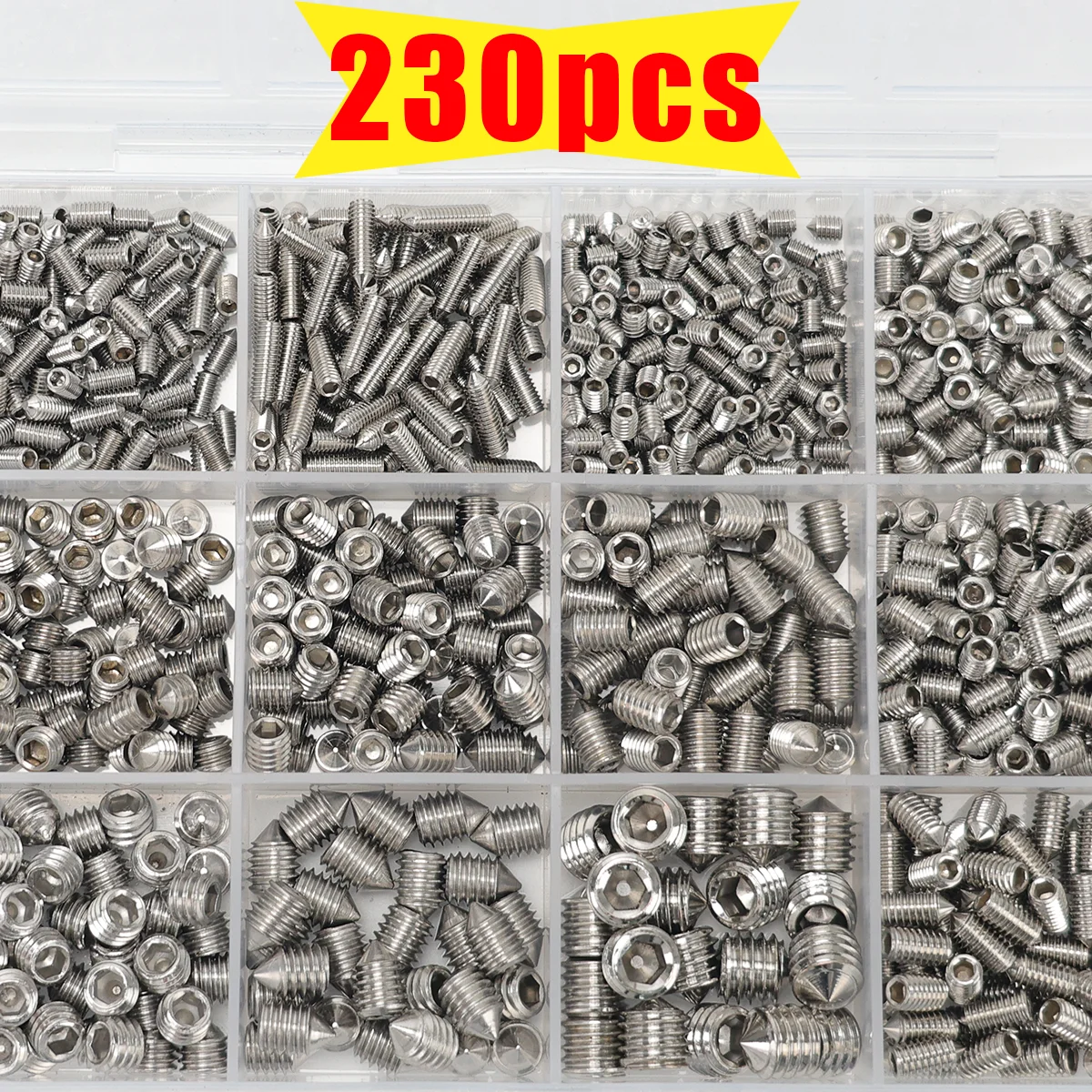 230pcs Stainless Steel Hex Head Screws - Cup Head Set Screws, Concealed Bolts, Machine Screws