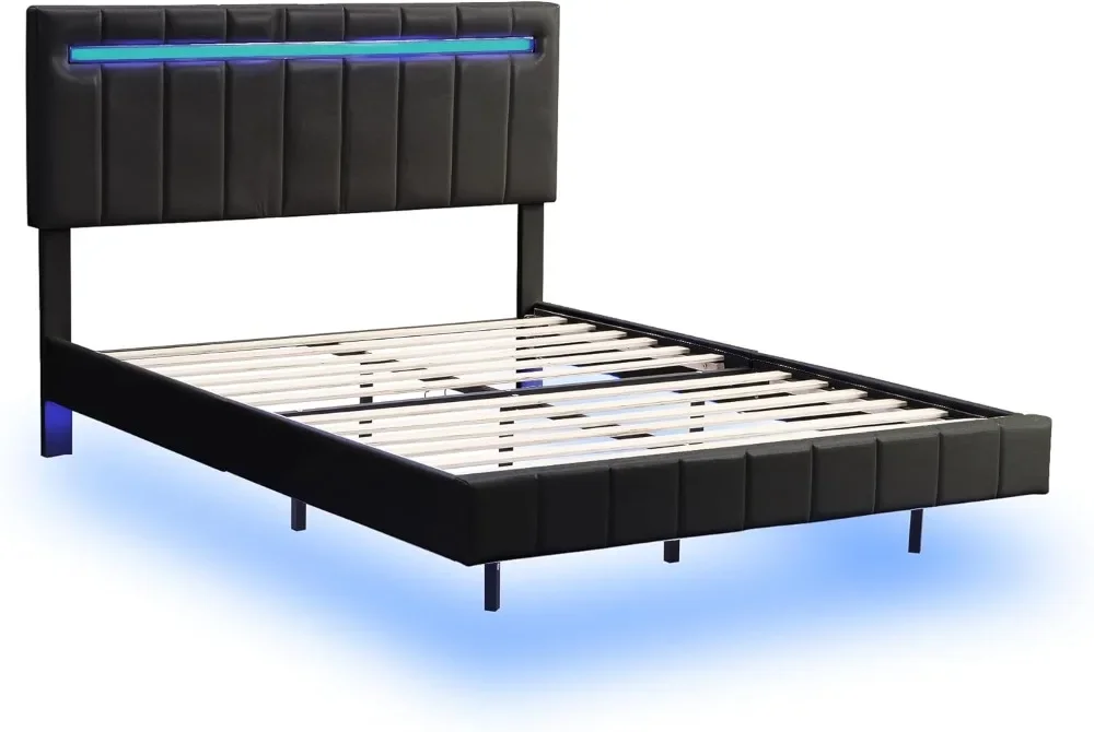 Bed Frame with Headboard  83x64.60x43.70 PU Child Bed Frame Children Bed Furniture Bedroom Bedframe Modern Bedframe