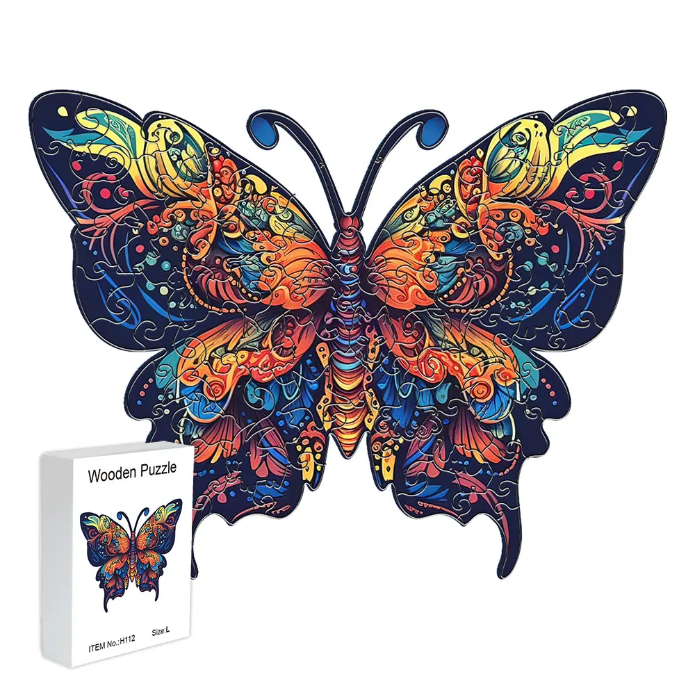 Butterfly Picture Animal Wooden jigsaw Delicate A3 A4 A5 3D shaped wooden decorations Holiday gift jigsaw for adults stress reli