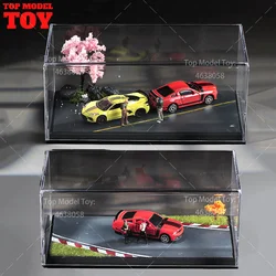 20.2X10.5X8.9cm Racing Track/Road Platform with Glass Scene Model Suitable For 1/64 and 1/43 Car Miniature Diorama Figure