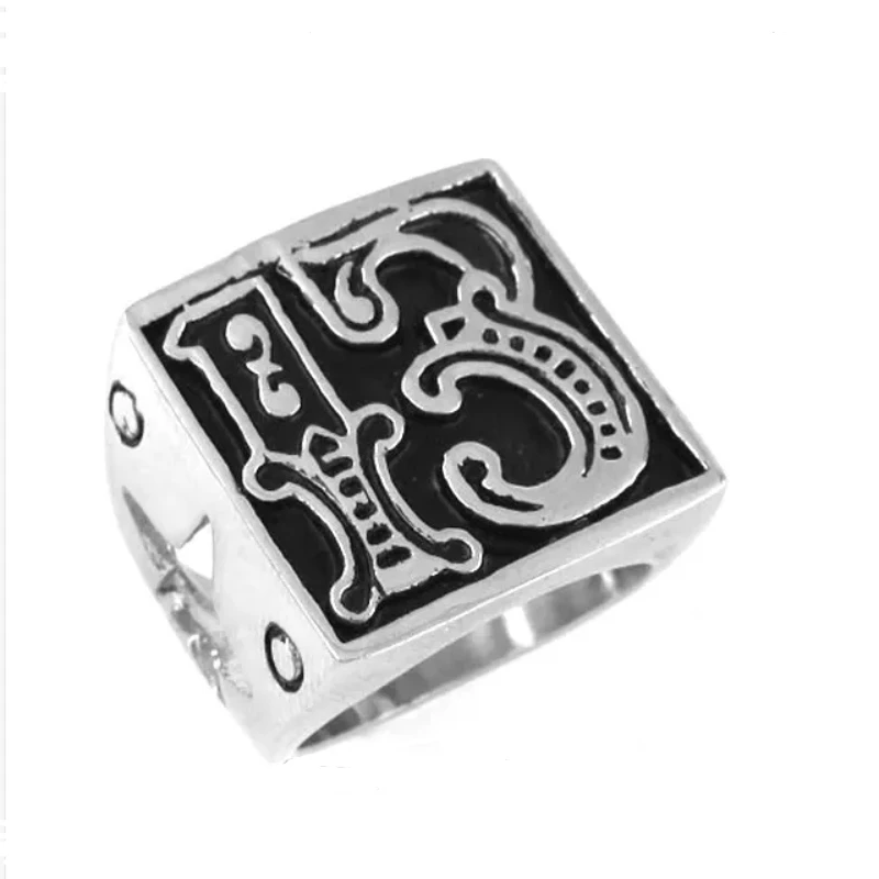 Personality Number 13 Ring Stainless Steel Fashion Charm Star Biker Jewelry Mens Gift SWR0926