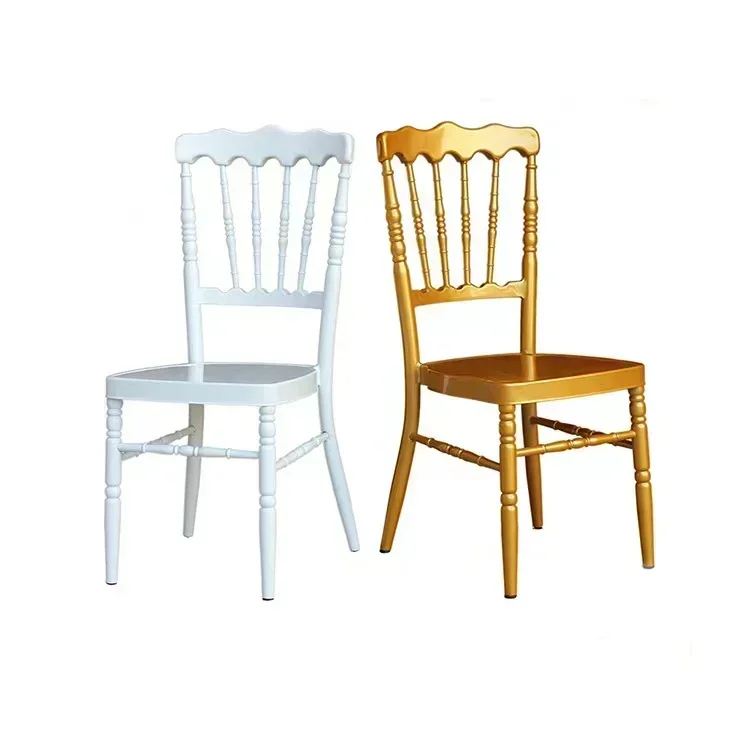 Hotel Furniture Party Banquet Stacking Tiffany Metal Gold White Napoleon Chair Sillas Para Eventos Wedding Chairs For Events