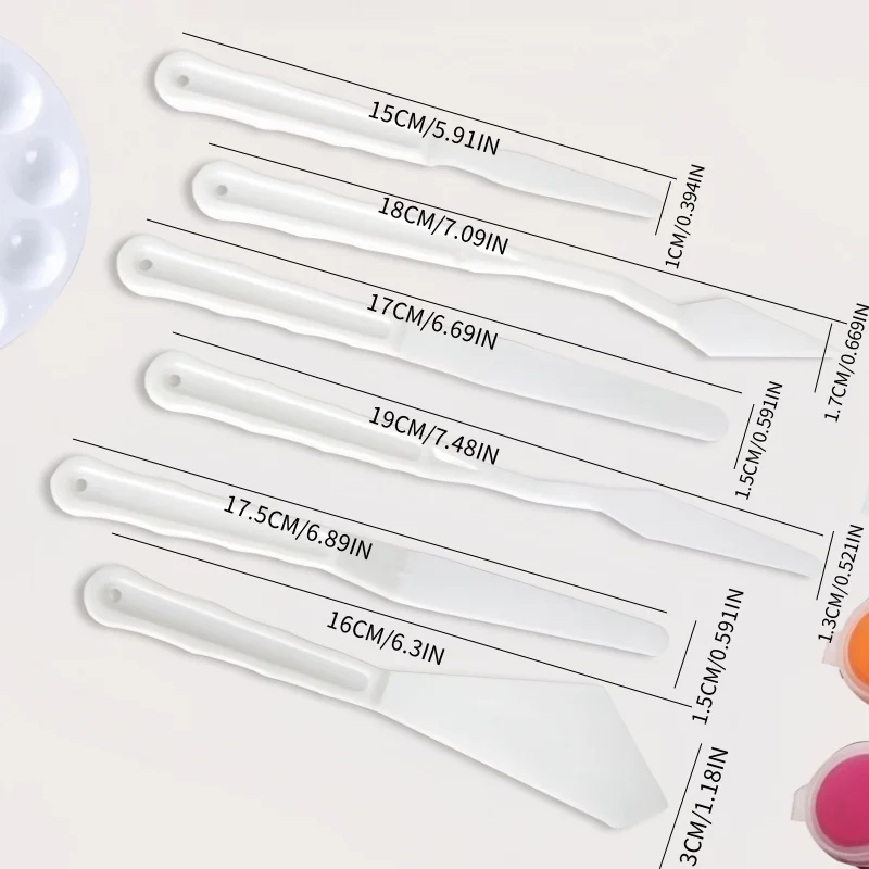 6Pcs White Plastic Clay Tools Set, Oil Painting Palette Knife & Scraper for Pottery, Ceramic & Clay Sculpting, DIY Art Supplies