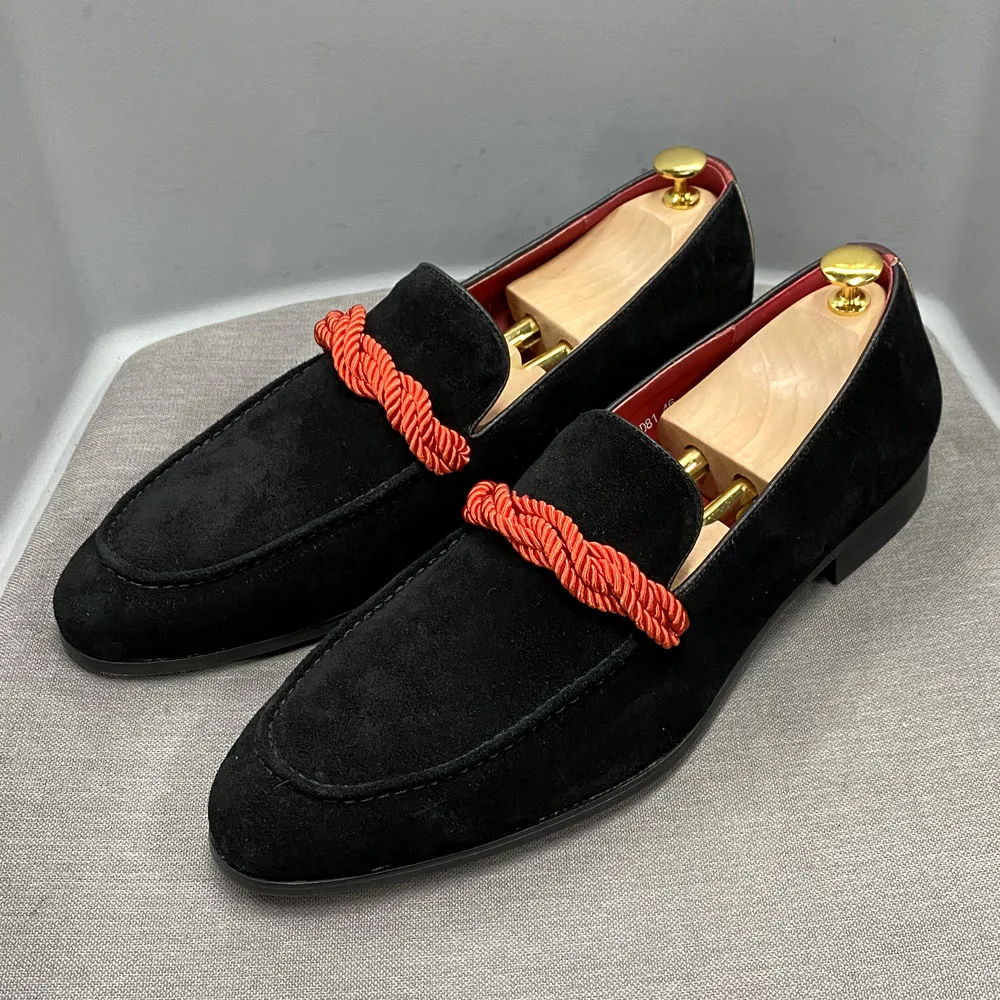 

Size 38-47 Suede Cow Leather Loafers Men Dress Shoes Luxury Italian Style Casual Slip on Flats Loafer Shoes Man Breathable Men