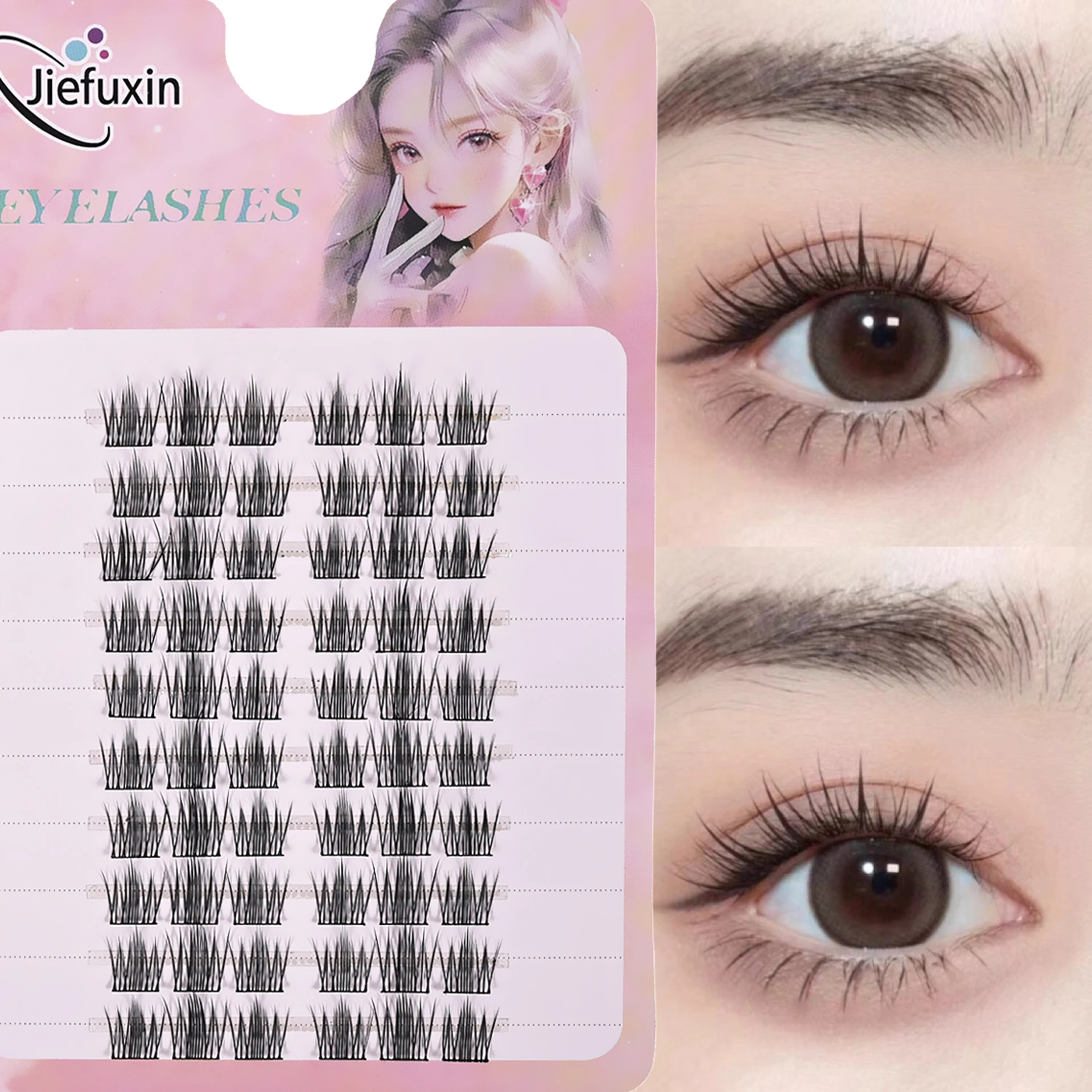Natural Fluffy Korean Manga Cluster Eyelashes Reusable DIY Individual Lash Extensions Adjustable Volume Home Makeup