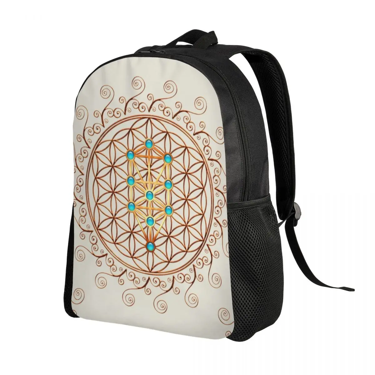 Flower Of Life Backpack for Men Women Waterproof College School Sephiroth Sacred Geometry Mandala Bag Print Bookbag