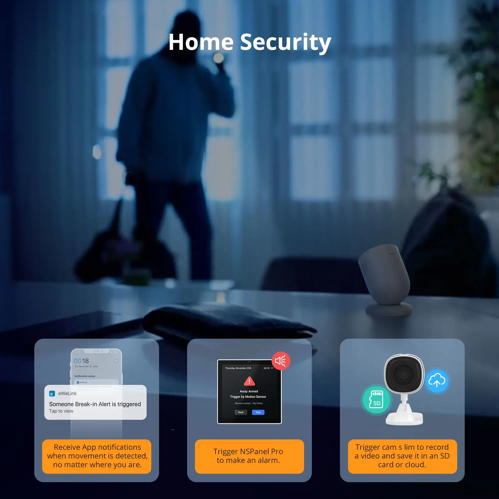 SONOFF SNZB-03P Zigbee Motion Sensor Environment Light Detection Home Security Alert Notification via eWeLink Alexa Google