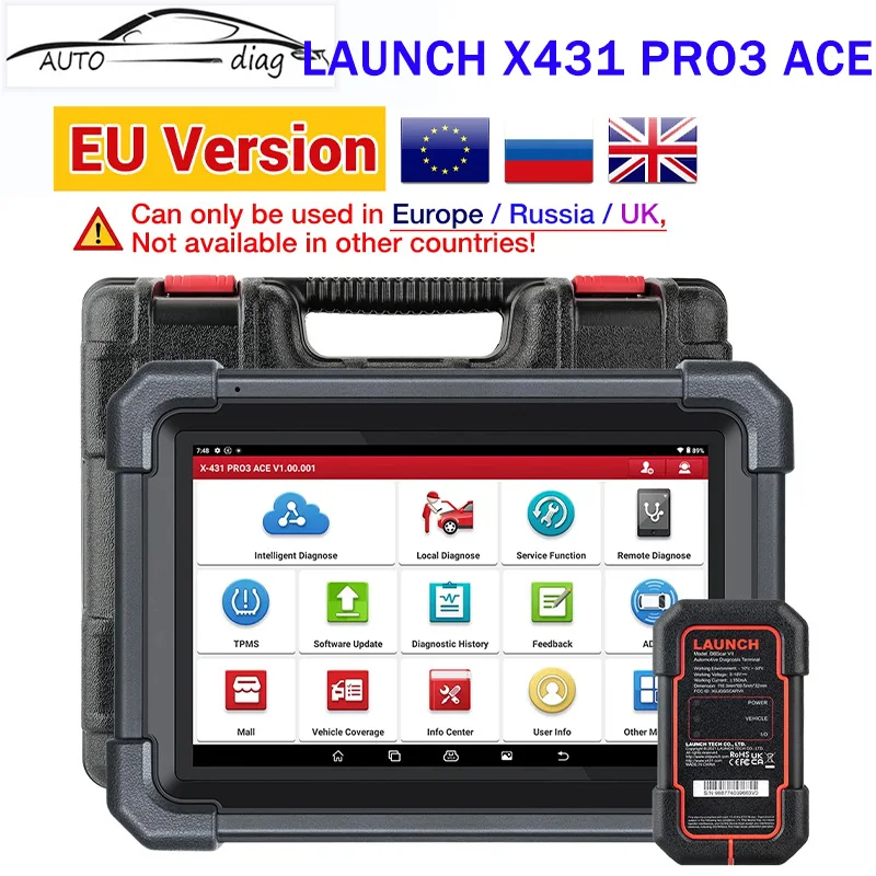 LAUNCH X431 PRO3 ACE CAN FD Car Diagnostic Tools Auto OBD OBD2 Scanner All System 38+Reset supports 24V Truck module VCI