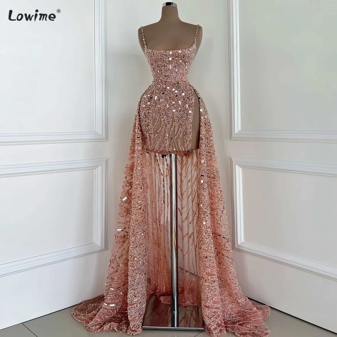 

Shrimp Pink Halter-Neck Evening Dress With Train Sexy Sequin Mermaid Dress Beaded Sequin Mini Skirt Prom Dress Cocktail Dress