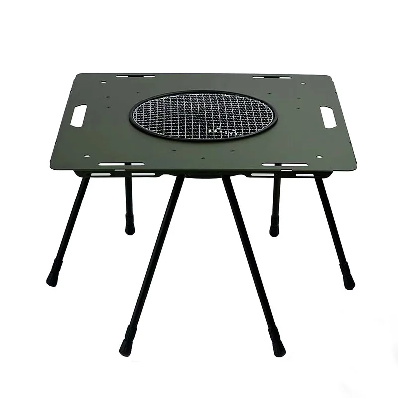 

Cross-border multi-functional outdoor aluminum alloy enclosure tea table with roast fire barbecue basin picnic barbecue full set