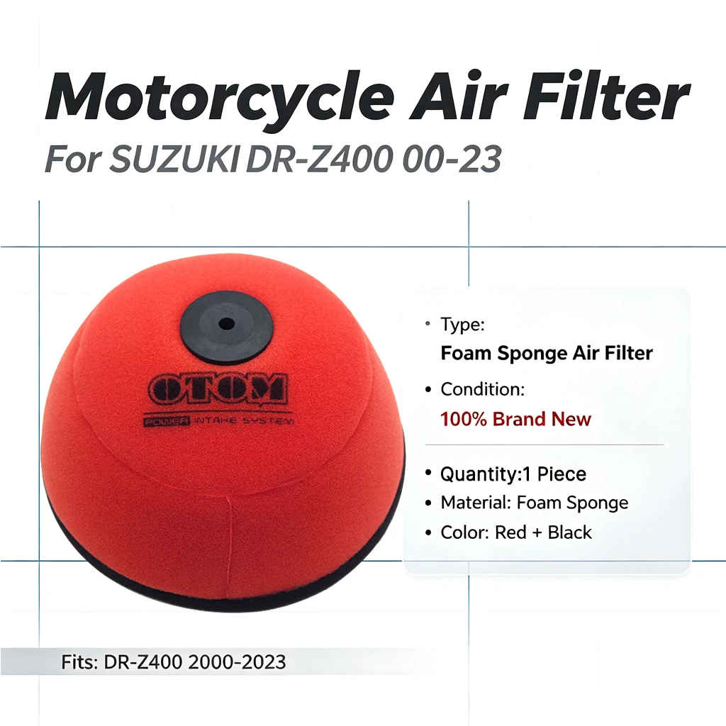 Motorcycle Air Filter Cleaner Dual Foam Layer Sponge Cover For SUZUKI DR-Z400 00-23 Replacement Part washable reusable high‑flow