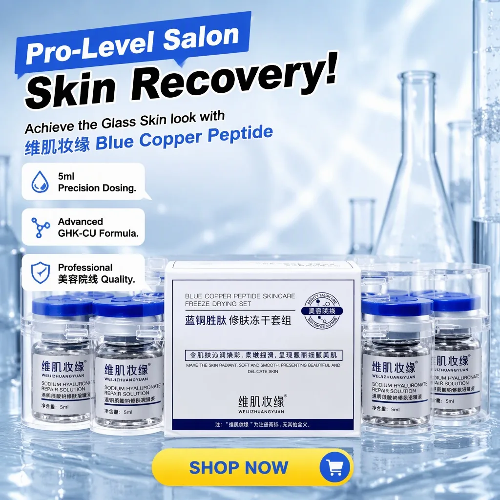 Blue Copper Peptide Lyophilized Powder GHK-Cu Skin Repair Firming Hydration Brightening Elasticity Essence Face Skincare 1 Kit