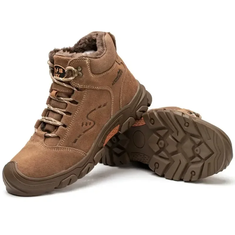 Winter Outdoor Warm Men's Safety Boots Protective Shoes Brown Simple Anti Smashing And Anti Piercing Protection Toes Comfortable