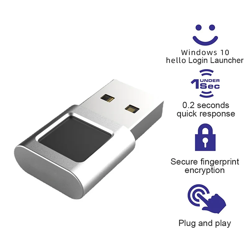 USB Fingerprint Reader Module Device Biometric Scanner for Windows 10 Laptops Key USB Interface