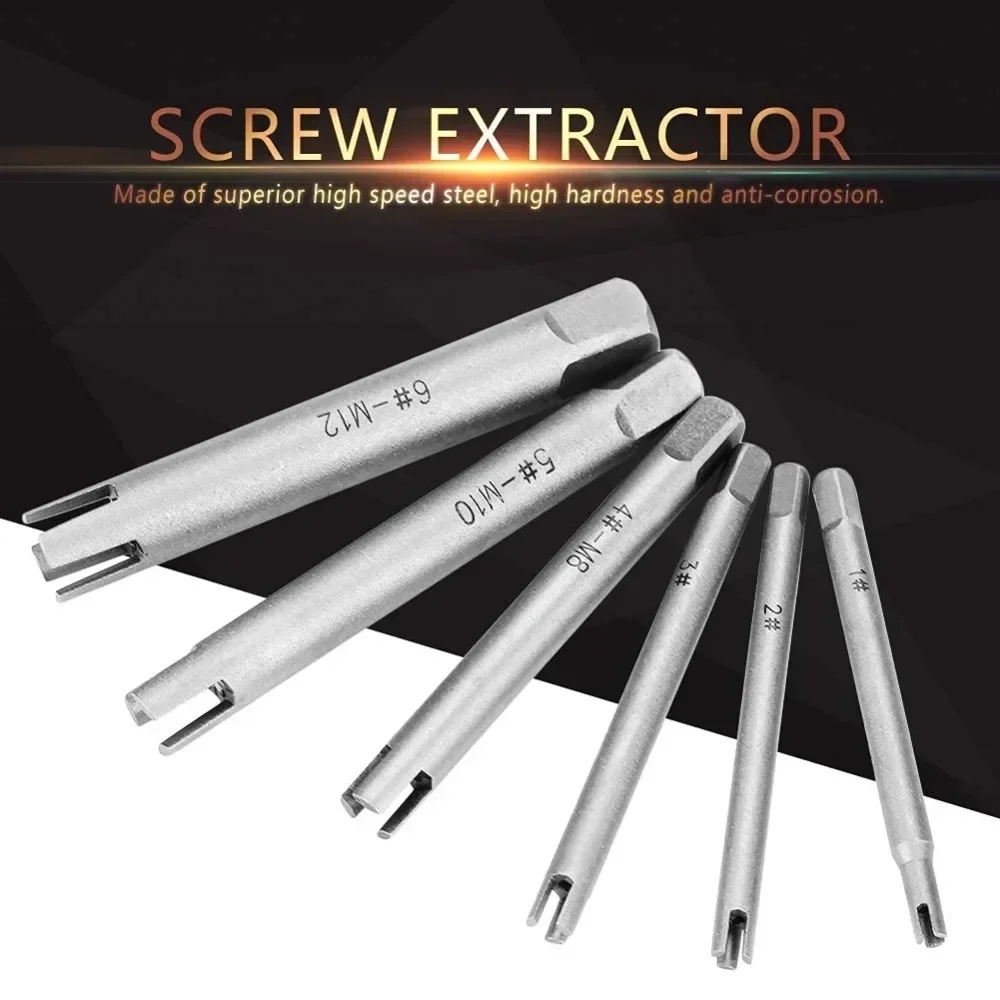 Voor Tap Extractor Set Staal Gebroken Kop Schroef Remover Schroef Tap Extractor Bolt Extractor Kit Koolstofstaal Gereedschap (6 stks/set)