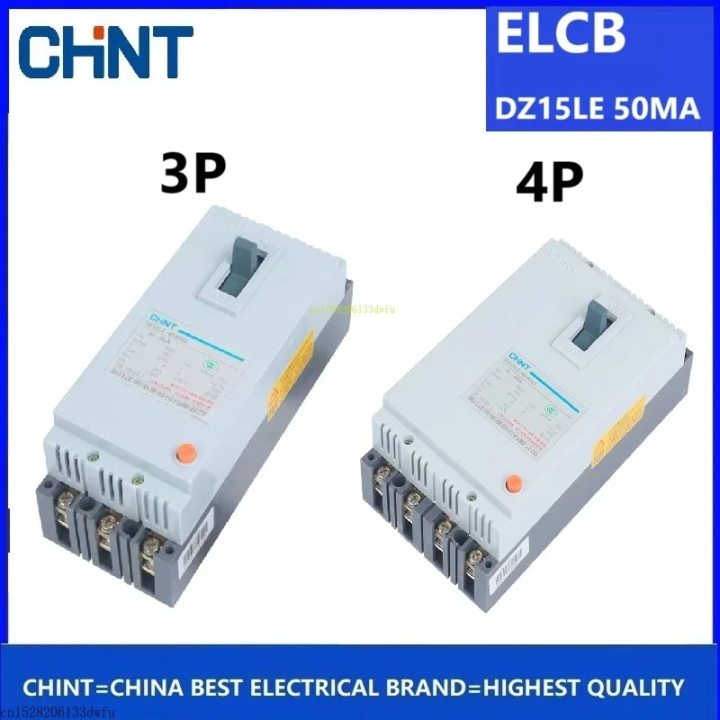 CHINT ELCB 50MA Residual Current Action Earth Leakage Circuit Breaker DZ15LE 2P 3P 4P 40A 63A 100A Distribution Motor Protection