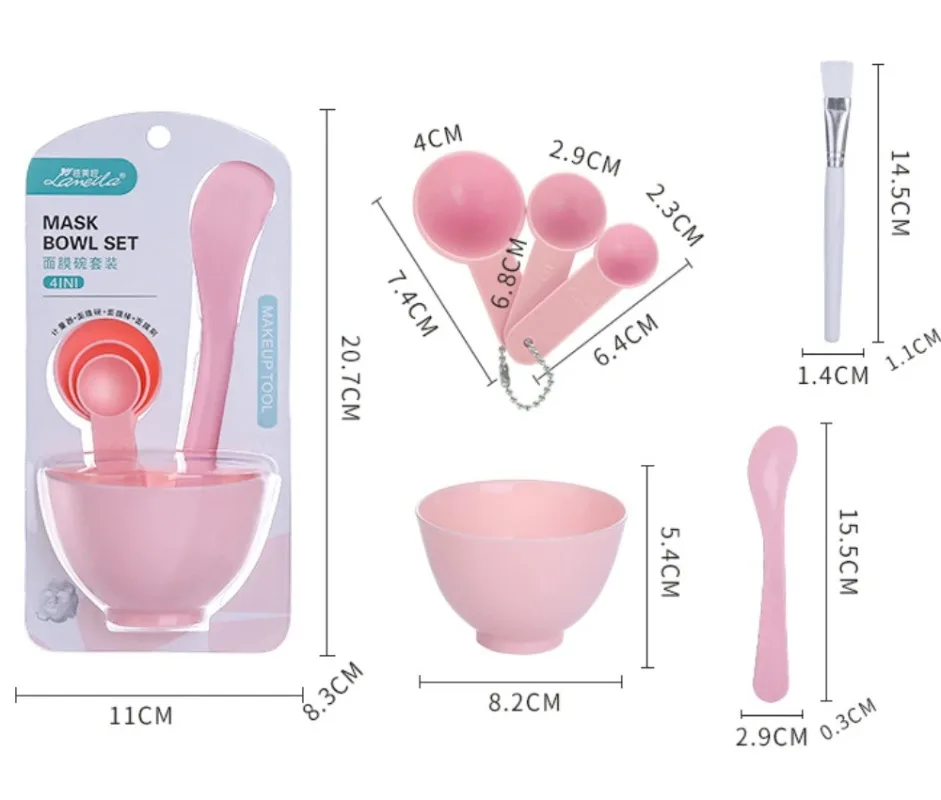 Zestaw narzędzi do mieszania maseczek DIY 9 w 1: miseczki do maseczek, patyczki, szpatułki, miękkie silikonowe pędzle do twarzy, łyżeczki