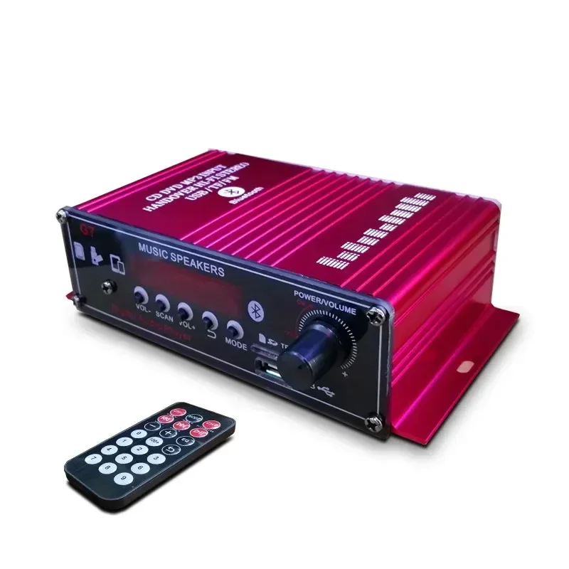 Miniamplificador de música para el hogar y el coche, equipo de sonido estéreo de 12V con Bluetooth, 20W + 20W