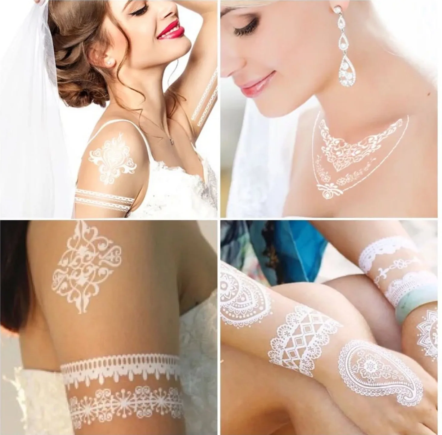 

1PC Hanna Lace Tattoo Sticker White Silk Printing Waterproof Disposable Tattoo for Arm Sexy Bracelet