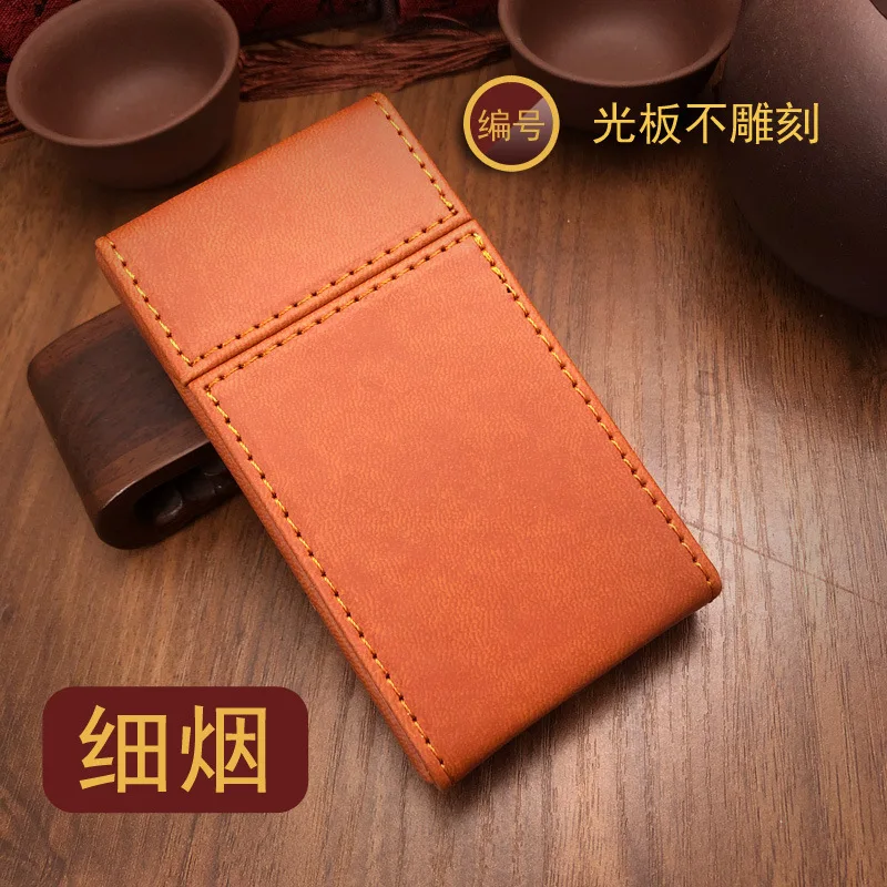 20pcs 5.2mm 100s Slim Cigarette Case For Women Ultra-Thin Portable Pu Leather Long Tobacco Box