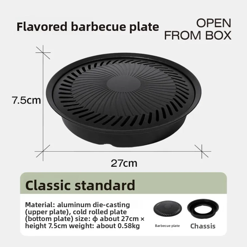 LUING BOX Draagbare Rookloze Anti-aanbak Barbecuepan Picknick Barbecuepan Huishoudelijke Koekenpan Wandelen Buiten Kamperen