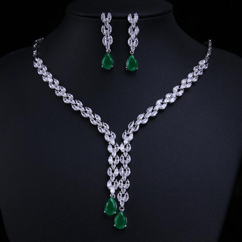 LXOEN Bridal Zirconia Full Jewelry Sets for Women Party Luxury Red Green Blue Dubai Nigeria CZ Crystal Wedding Jewelry Sets