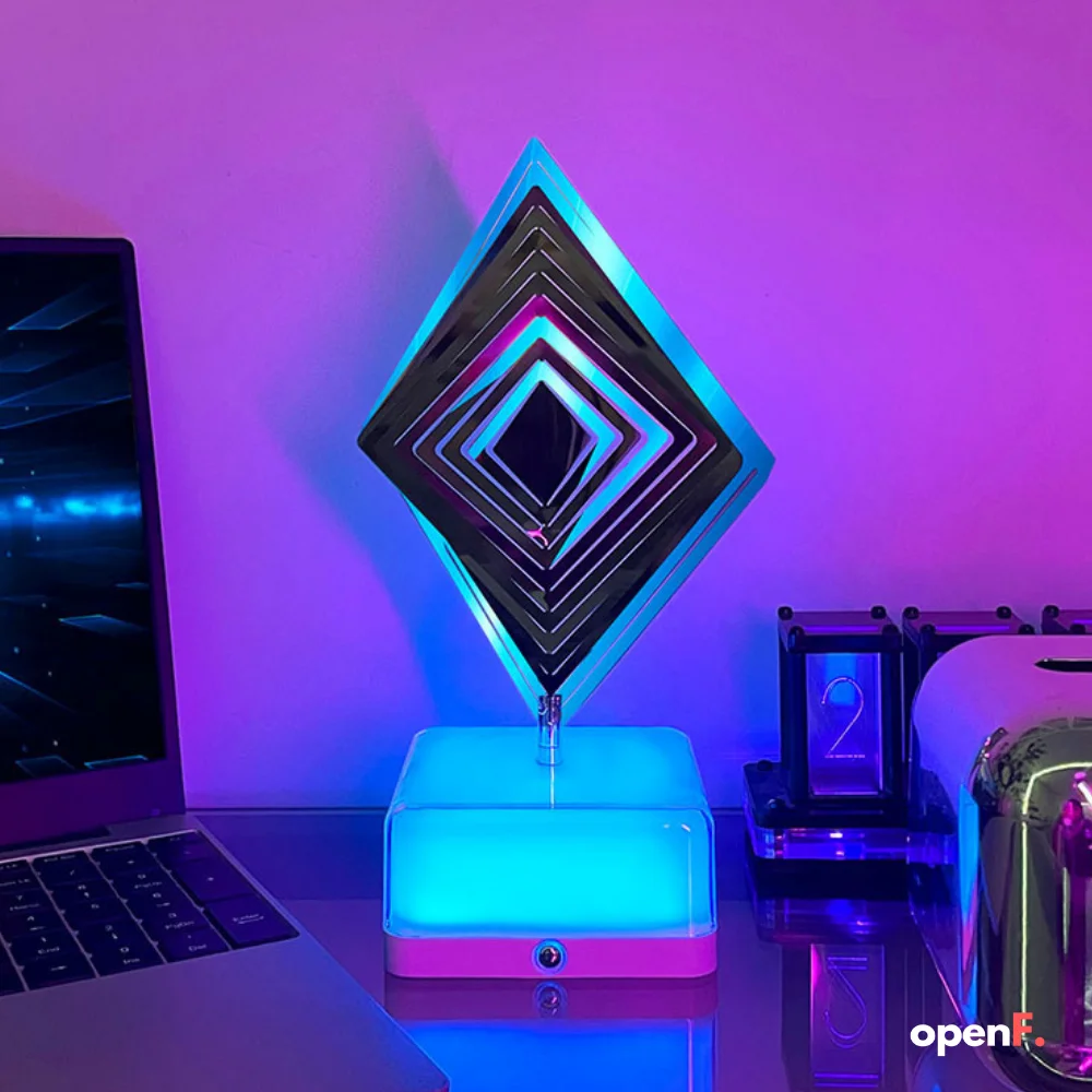 New Creative 3D Rotating Neon LED Night Mood Light Room Decor Aesthetic Rechargeable Lamp Bedside Table  For Men And Grils Gift