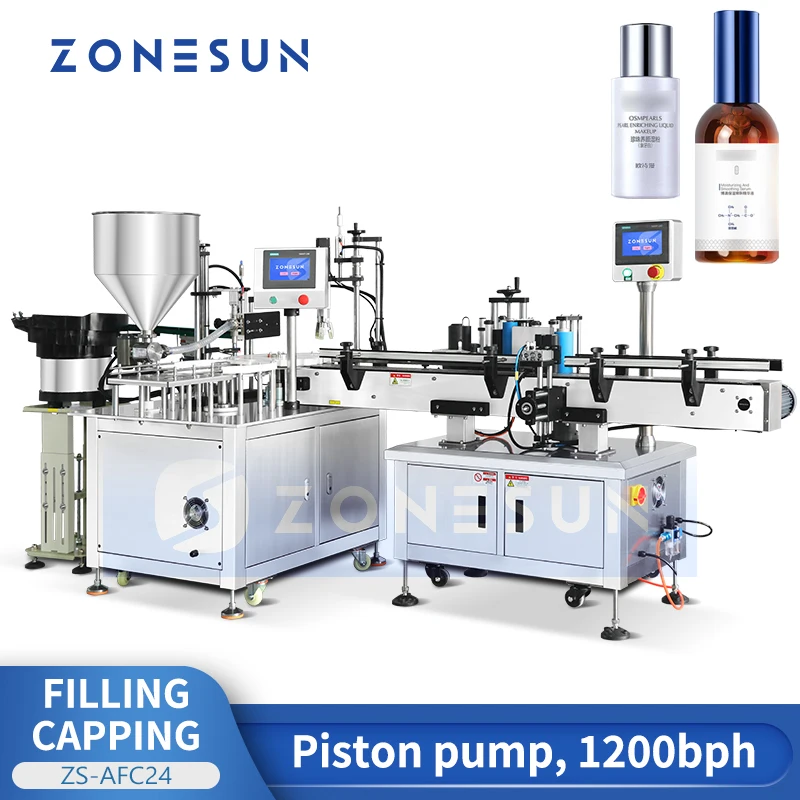 ZONESUN Automatic Filling Capping and Labeling Machine Bottle Packaging Line Liquid Piston Filler Capper Labeler ZS-AFCL3