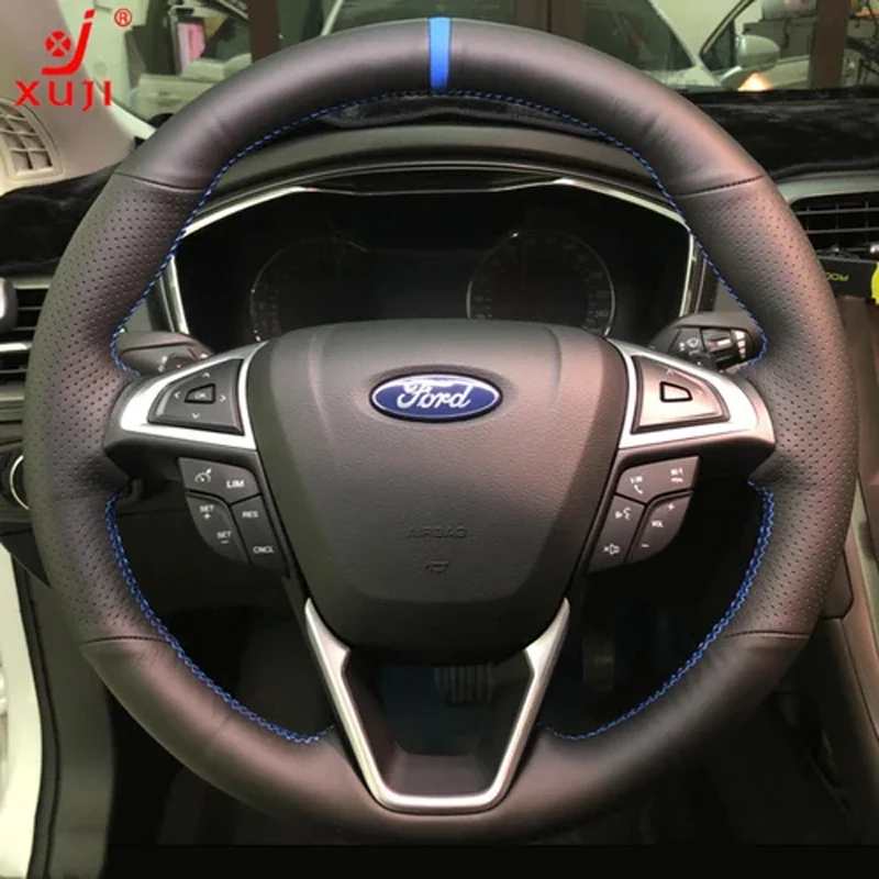 

New DIY Hand-Stitched Leather Suede Car Steering Wheel Cover for Ford Ranger Everest Edge Explorer Escort Territory Accessories