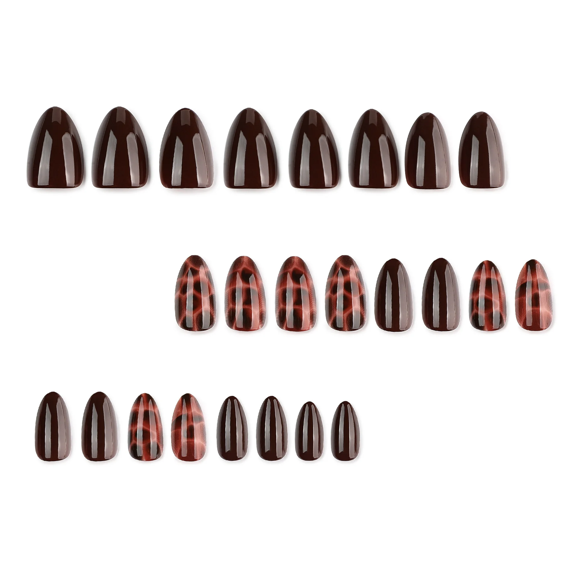 Autumn Winter New Style Tortoiseshell Short Almond Nails False Nails Nail Tips Wearable Nail Art Cross-Border Trade Nail Pieces