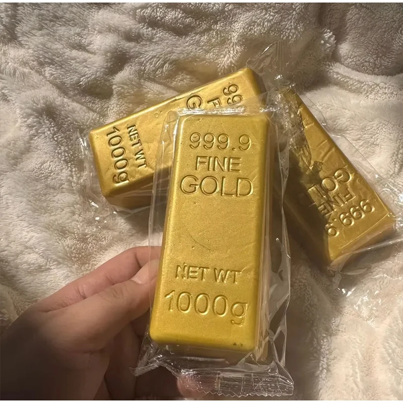 Realistic Gold Bar Squishy Stress Reliever Slow Rising Sensory Fidget Soft PU Foam Decompression Gadget for Desk for Adult