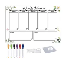 Semanal Acrílico Dry Erase Board, reutilizáveis Wall Calendar, planejador semanal para o quarto, inclui 6 cores marcadores