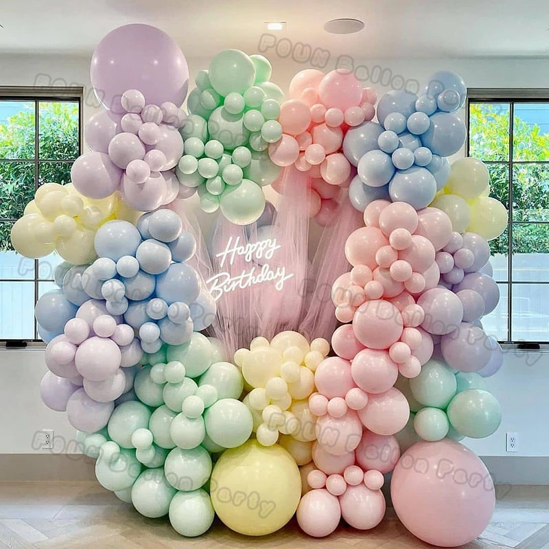 Macaron Pastel Balloons Garland Arch Kit Rainbow Colors Ballon Birthday Wedding Baby Shower Party Decor Mermaid theme Supplies