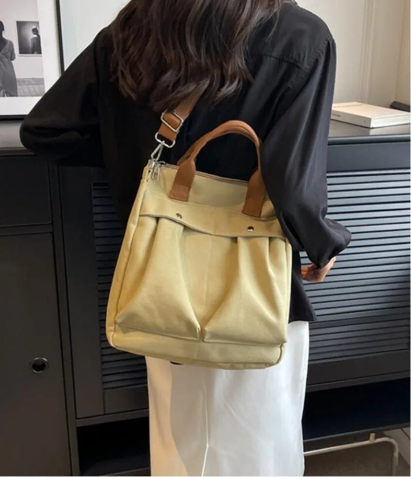 Fashion Shoulder Bag Women Versatile Minimalist Commuting Large Capacity Handbag Crossbody Canvas Bag Women's Shopping Bag