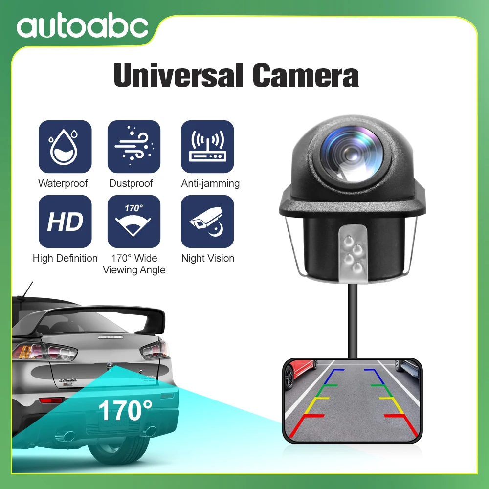 

AUTOABC AHD 720P Водонепроницаемая автомобильная камера заднего вида, подходит для BMW, Volvo, Mercedes Benz, Audi Universal Camera 175 °