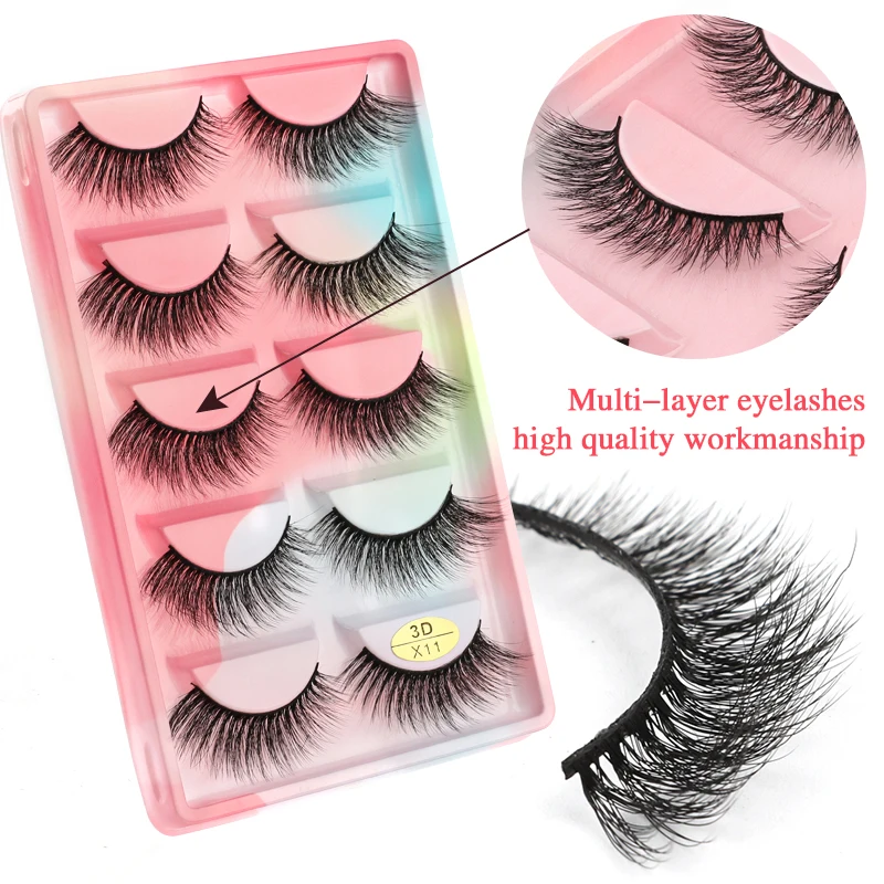 MEISHENJIE Short lashes 3/5 pairs 3D Faux Mink Lashes Natural False Eyelashes Dramatic Volume Eyelash Extension Make up Cílios