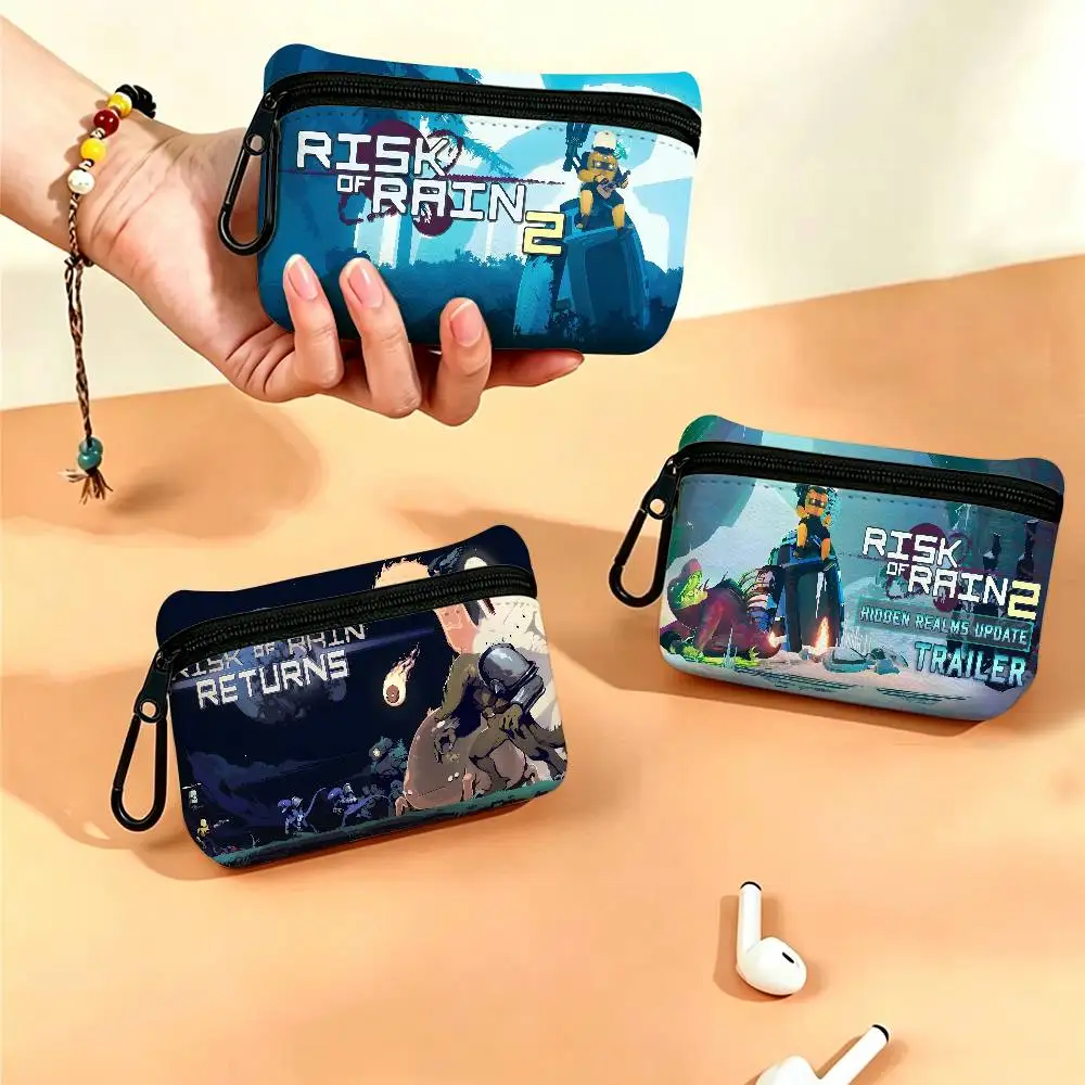 DARK Risk of Rain 2 Oxford Fabric Zipper Pouch Lightweight Hanging Coin Wallet For Coins ID Cards Keys Lipstick Earbuds