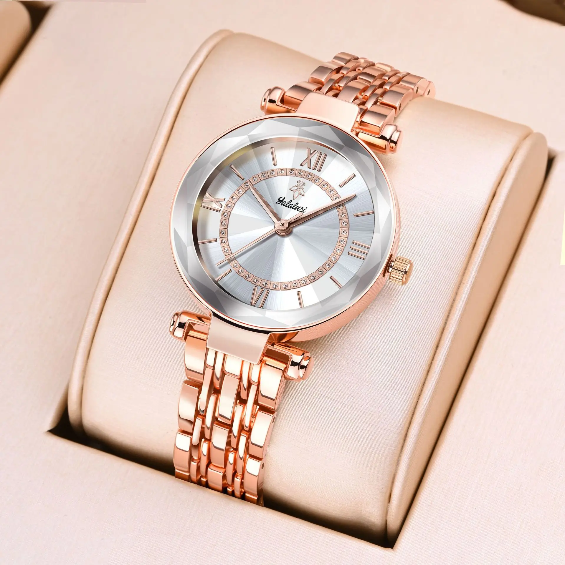 Yalalusi Full Sky Diamond Women's Watch High Beauty Steel Belt Ultra Thin Women's Steel Belt Temperament Quartz Watch