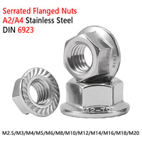 304/316 Stainless Steel Hexagon Flange Nut M2.5 M3 M4 M5 M6 - M20 Flange Lock Nuts Anti Slip Self-Locking Nut With Tooth DIN6923